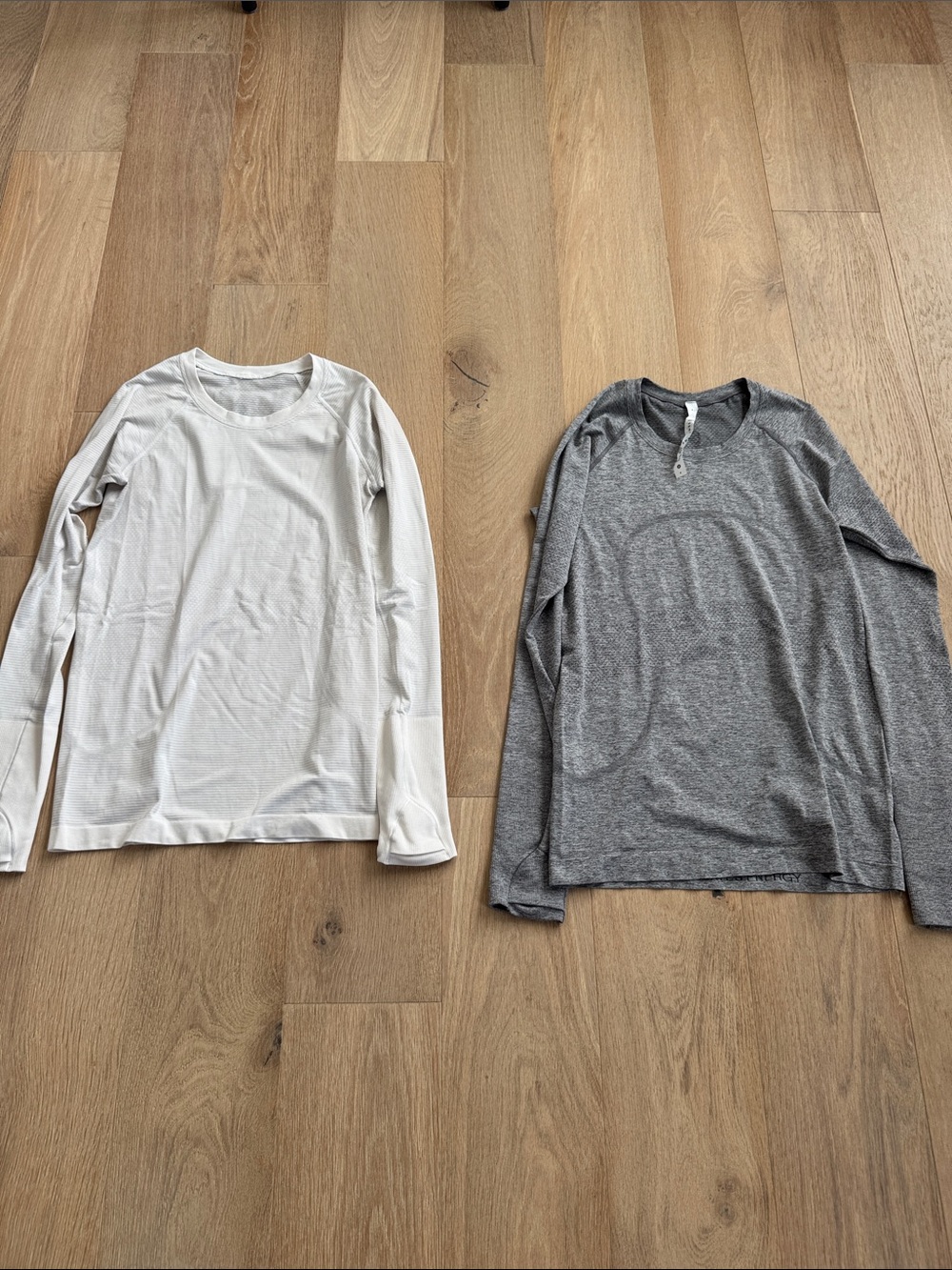lululemon athletica Swiftly Long-Sleeve Crew Top in white and Gray
